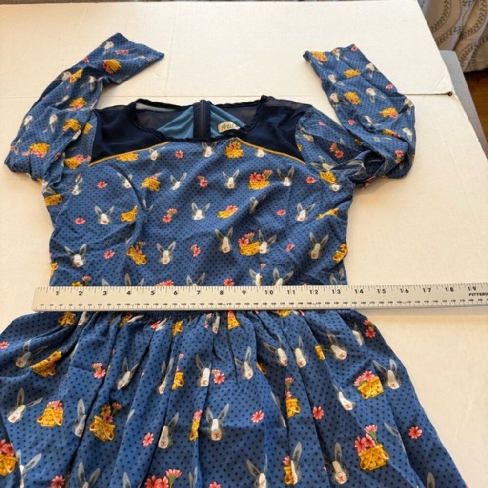 Antix Womens Dress Blue Rabbit Pattern Size XS (P) Knee Length Easter Spring - Picture 11 of 13